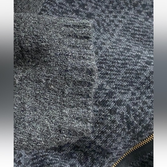 Maryline Cardigan Women L Sweater Moto Zipper Gray Black Wool Blend Mixed Media - Picture 7 of 11